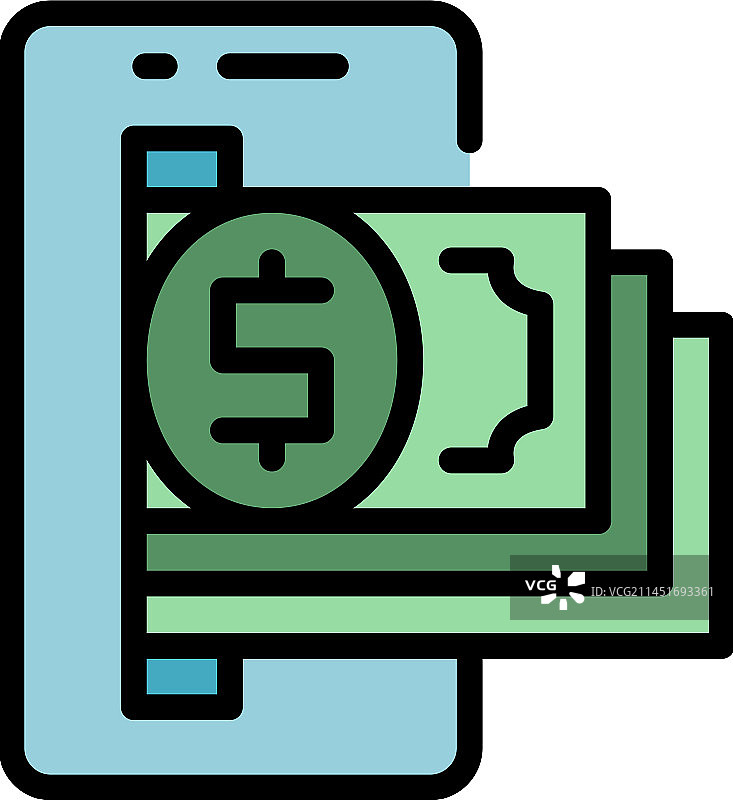 智能手机在线支付图标（扁平风格）图片素材