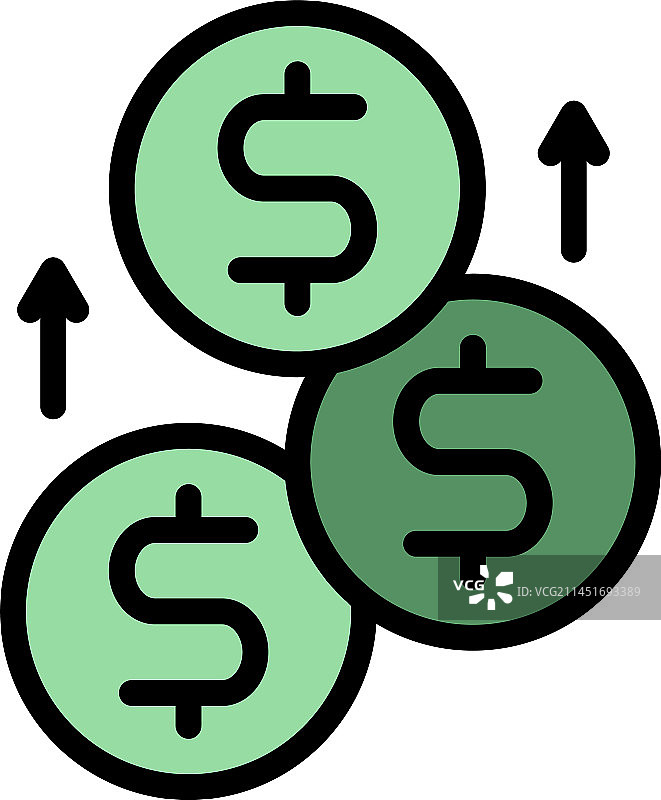 发送金币扁平图标图片素材