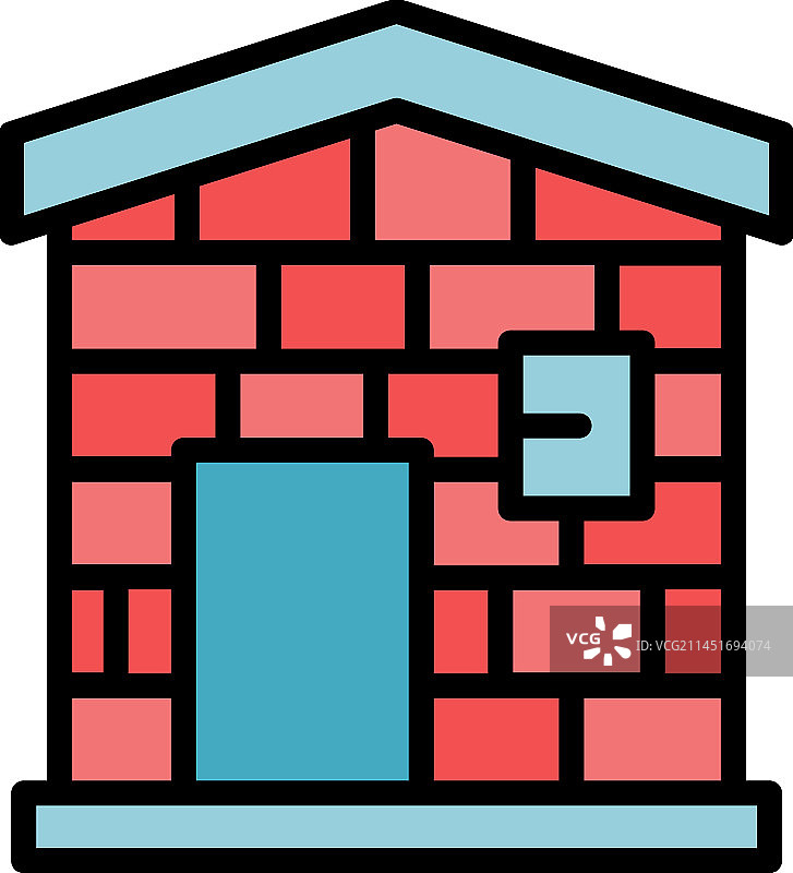 房屋砖块砂浆扁平图标图片素材