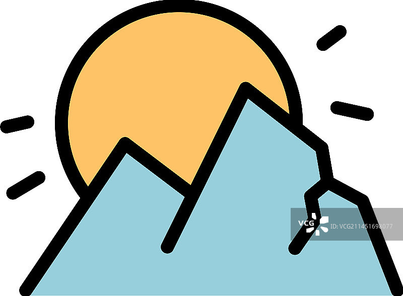 生态旅行日落扁平风格图标图片素材