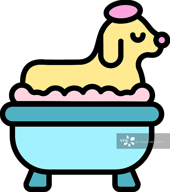 泡沫宠物狗浴缸图标图片素材