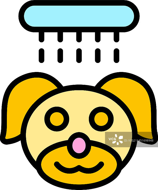 小狗淋浴扁平图标图片素材