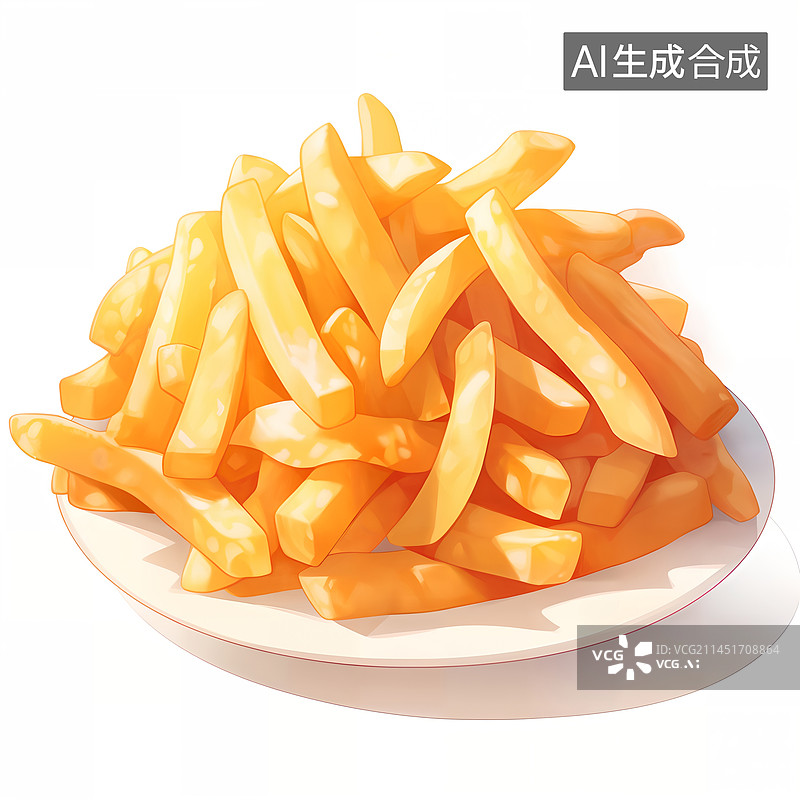 【AI数字艺术】一盘美味的炸薯条食物插画图片素材
