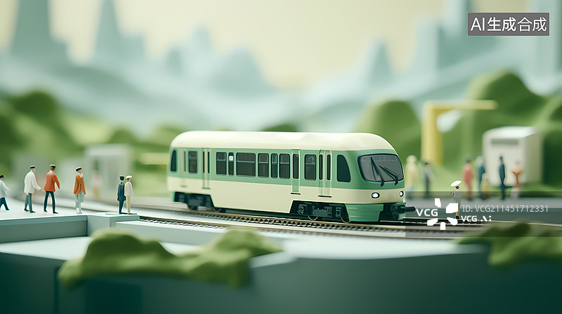 【AI数字艺术】火车动车卡通插画图片素材
