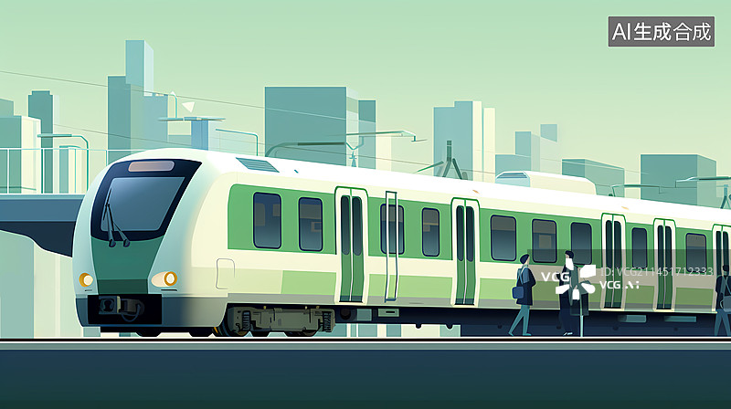 【AI数字艺术】火车动车卡通插画图片素材