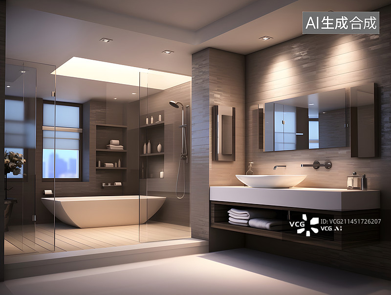 【AI数字艺术】浴室样板间图片素材