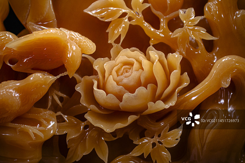 花开富贵黄玉玉雕图片素材