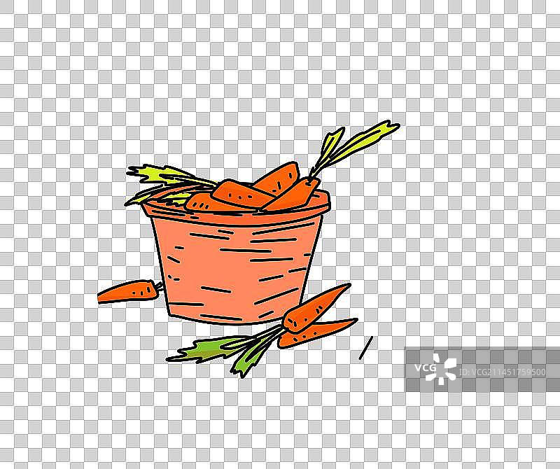蔬菜胡萝卜维生素可爱卡通设计手绘儿童插画元素图片素材