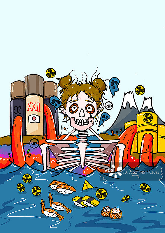 抵制日本核污染水排放插画图片素材