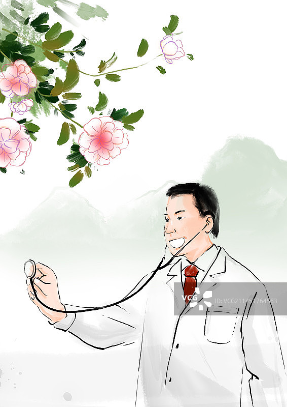 水彩画人物医生图片素材