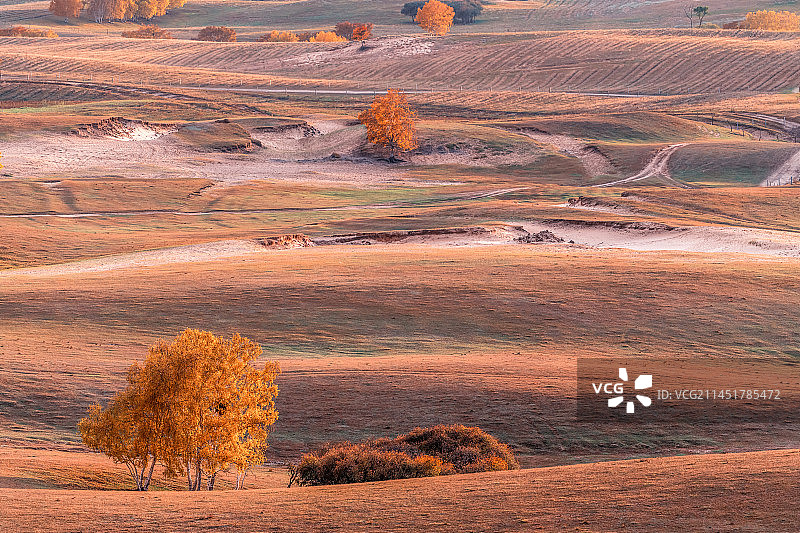 坝上草原乌兰布统景区东沟秋季日落图片素材