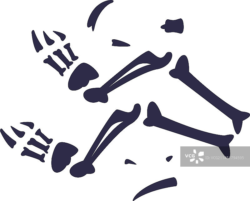 挖掘获得的黑色骨骼化石轮廓图片素材