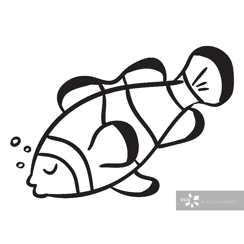 小丑鱼睡眠笔触图片素材