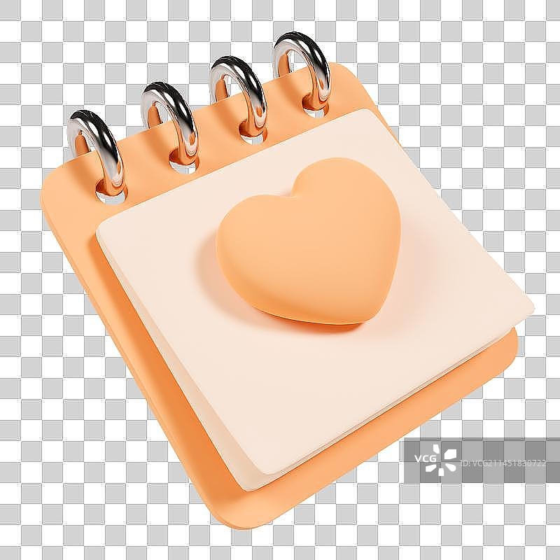 3D立体爱心情人节日历元素图片素材