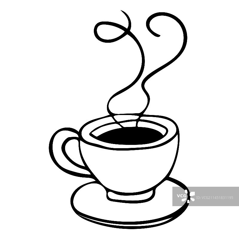 咖啡杯碟子涂鸦图片素材