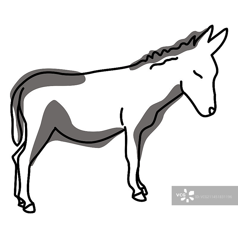 彩色笔触手绘驴图片素材