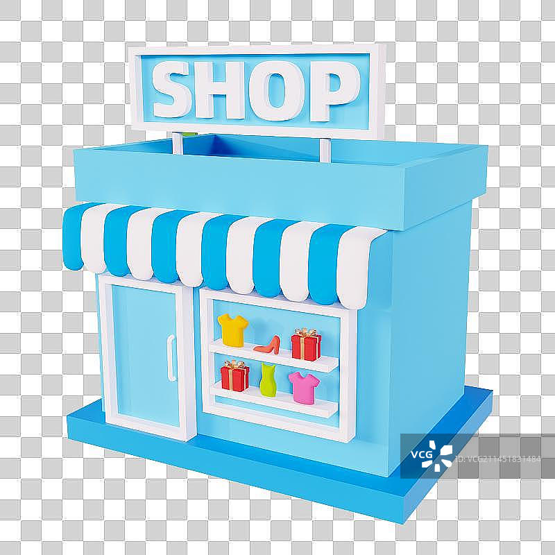 3D立体商店购物电商小程序元素图片素材