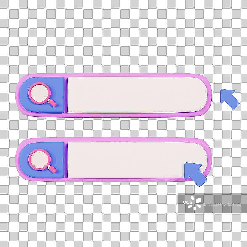 3D立体搜索栏放大镜箭头查询元素图片素材