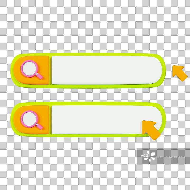 3D立体搜索栏放大镜箭头查询元素图片素材