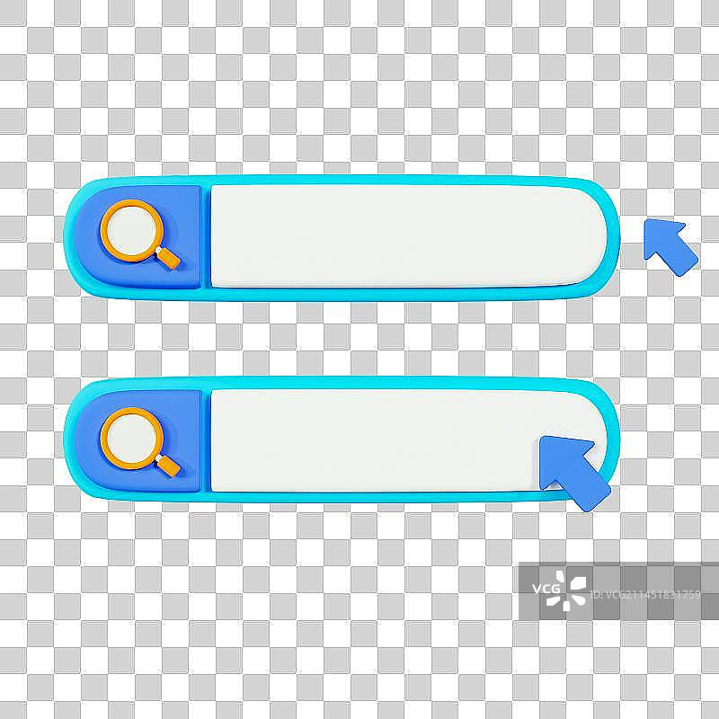 3D立体搜索栏放大镜箭头查询元素图片素材