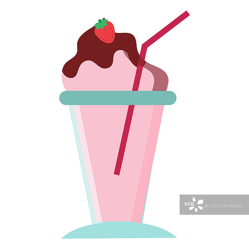 草莓吸管鸡尾酒杯图片素材