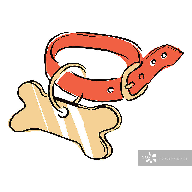 彩色狗项圈涂鸦图片素材