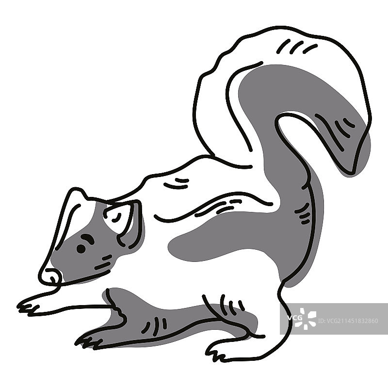 彩色笔触半彩臭鼬图片素材