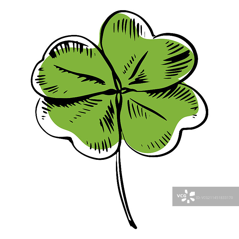 手绘三叶草叶子图片素材