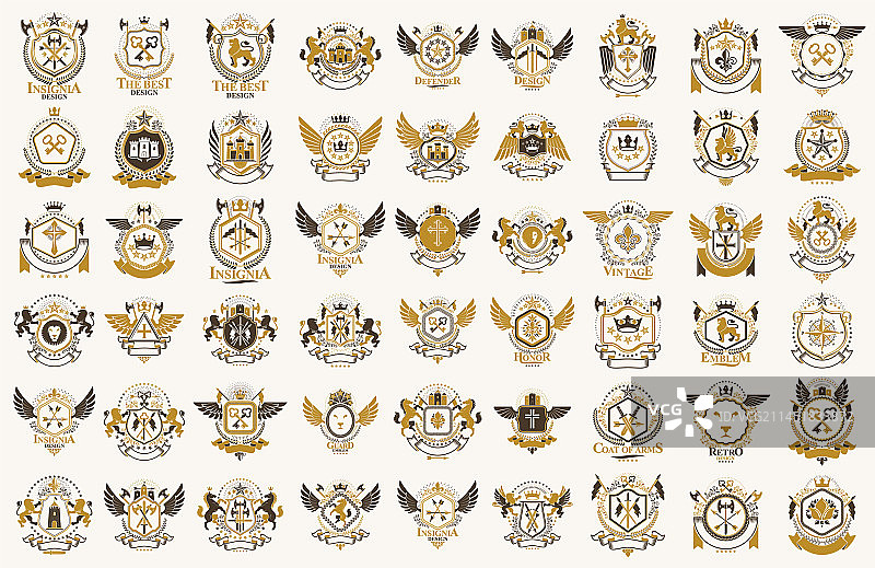 经典风格徽章大型合集：古代纹章图片素材