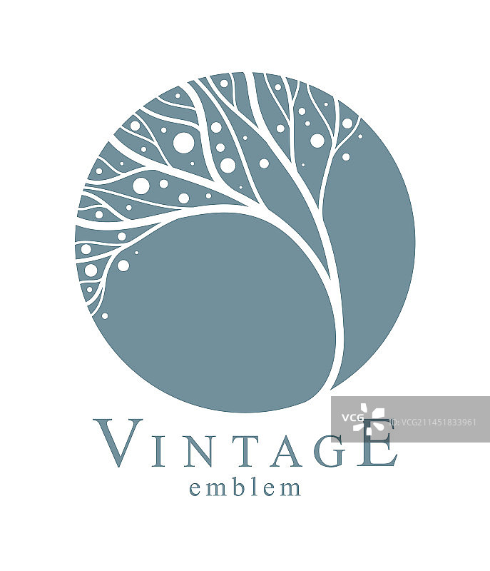 圆形花卉复古线性Logo设计模板图片素材