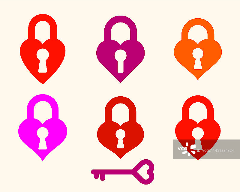 心形锁标志或图标集图片素材