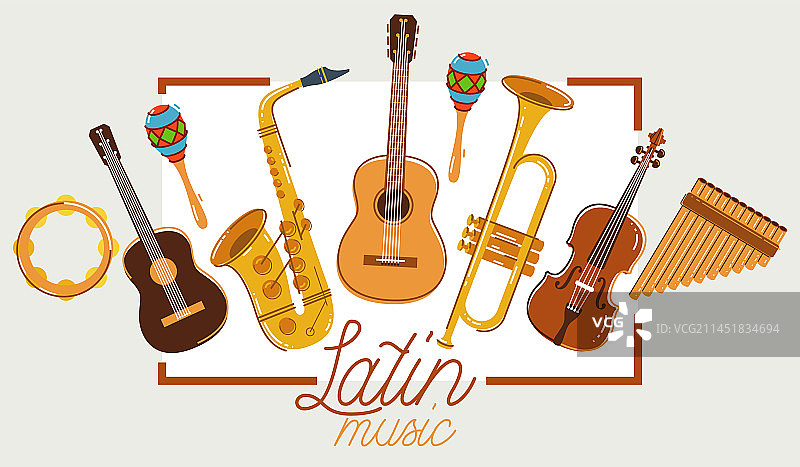 莎莎拉丁音乐乐队扁平海报图片素材