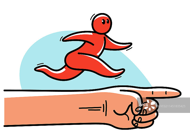 在手指上奔跑的有趣卡通人物图片素材