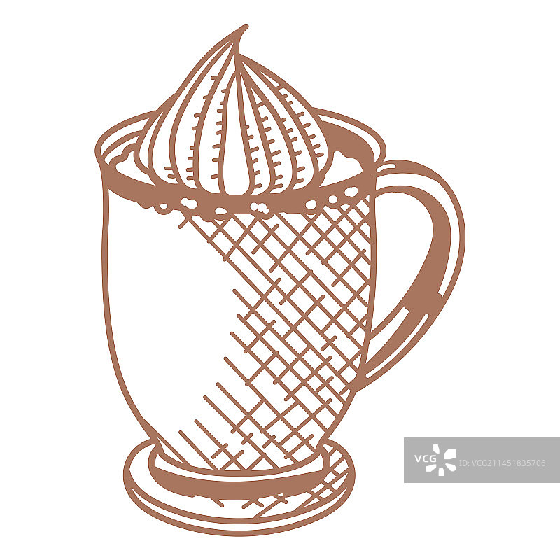 装满液体的可可马克杯图片素材