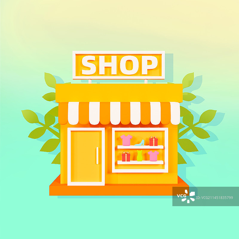 3D立体商店购物电商小程序插画图片素材