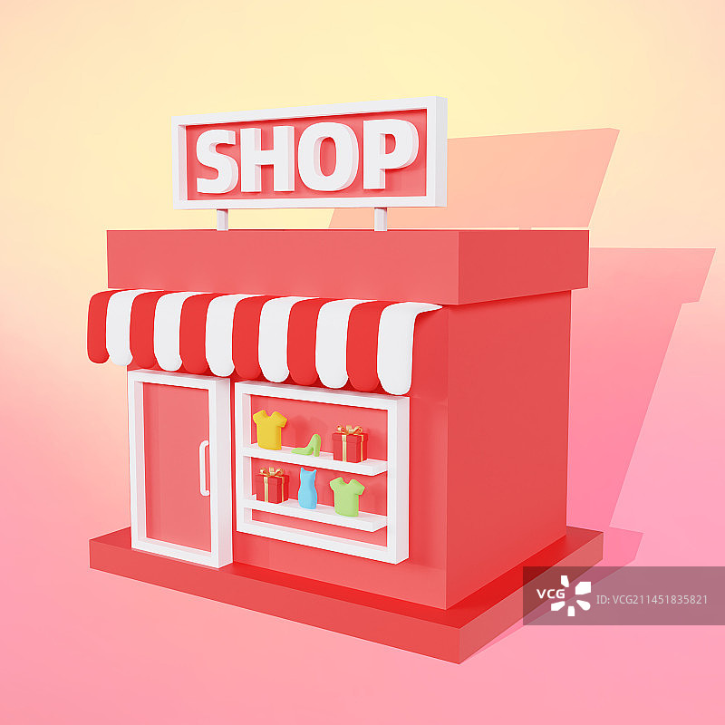 3D立体商店购物电商小程序插画图片素材
