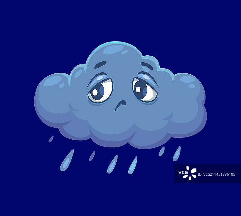 卡通可爱云朵天气角色与雨图片素材