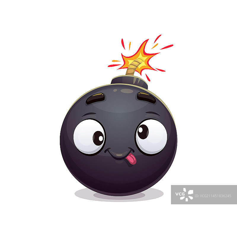 困惑表情的卡通炸弹角色图片素材
