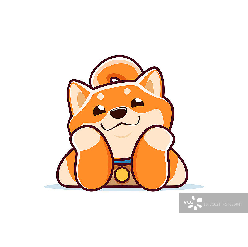 脸颊鼓起的卡通快乐柴犬图片素材