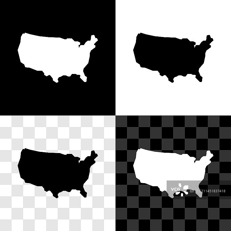 美国地图图标（黑白隔离）图片素材