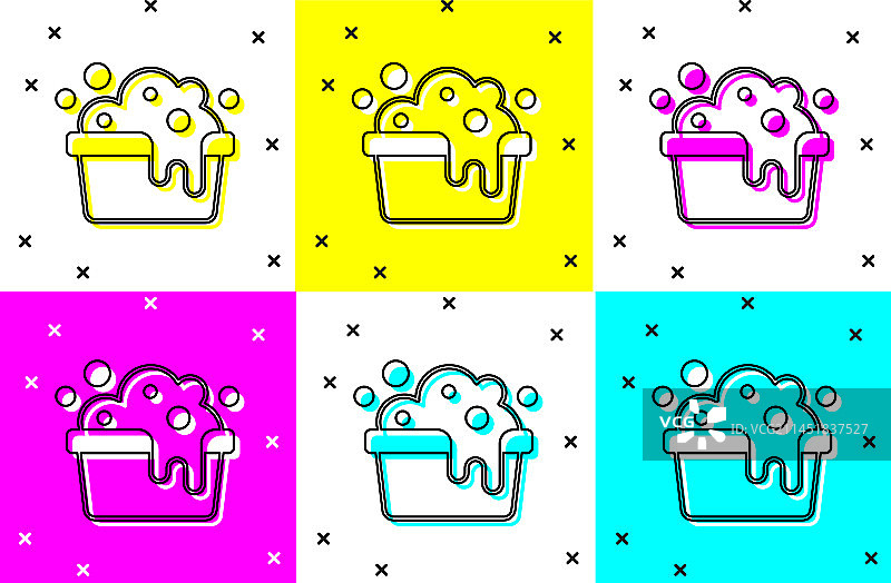 装满肥皂泡的塑料盆图标图片素材