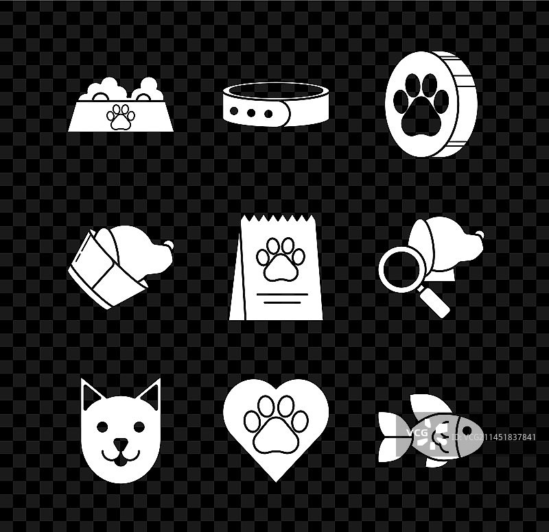 猫或狗的宠物食品碗和项圈图片素材