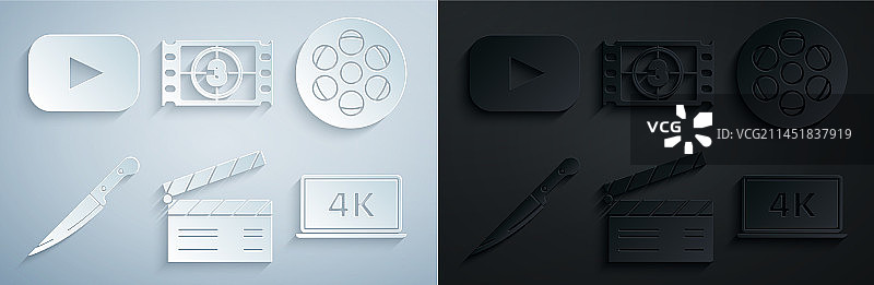 电影场记板胶片刀笔记本电脑屏幕素材图片素材