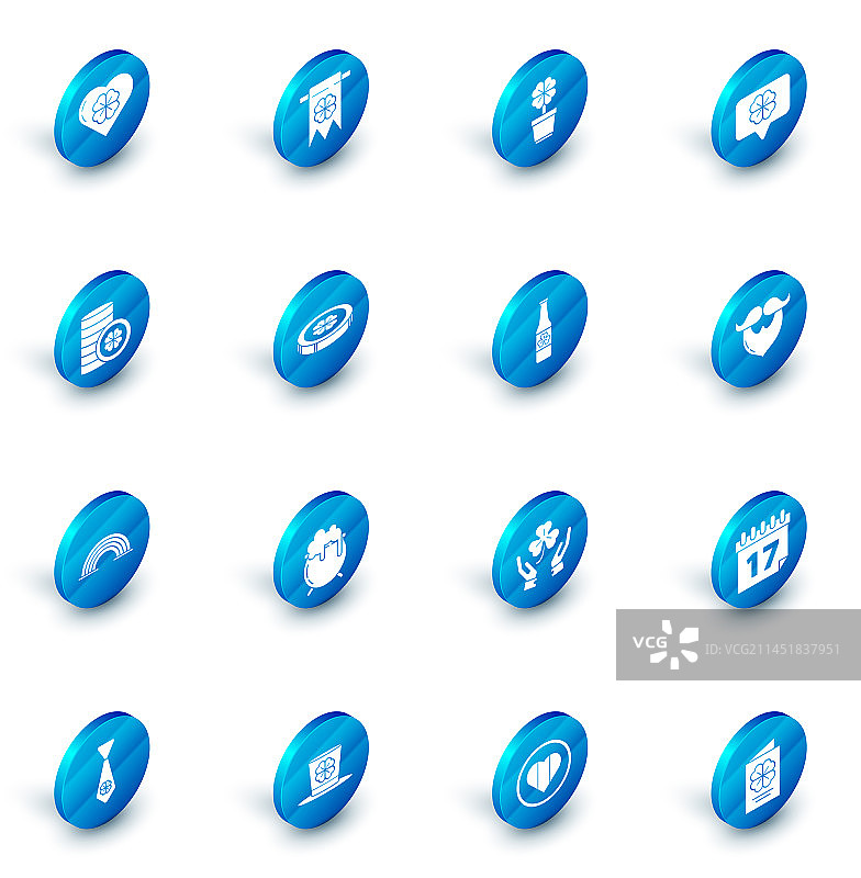 盆栽四叶草和派对三角旗图片素材