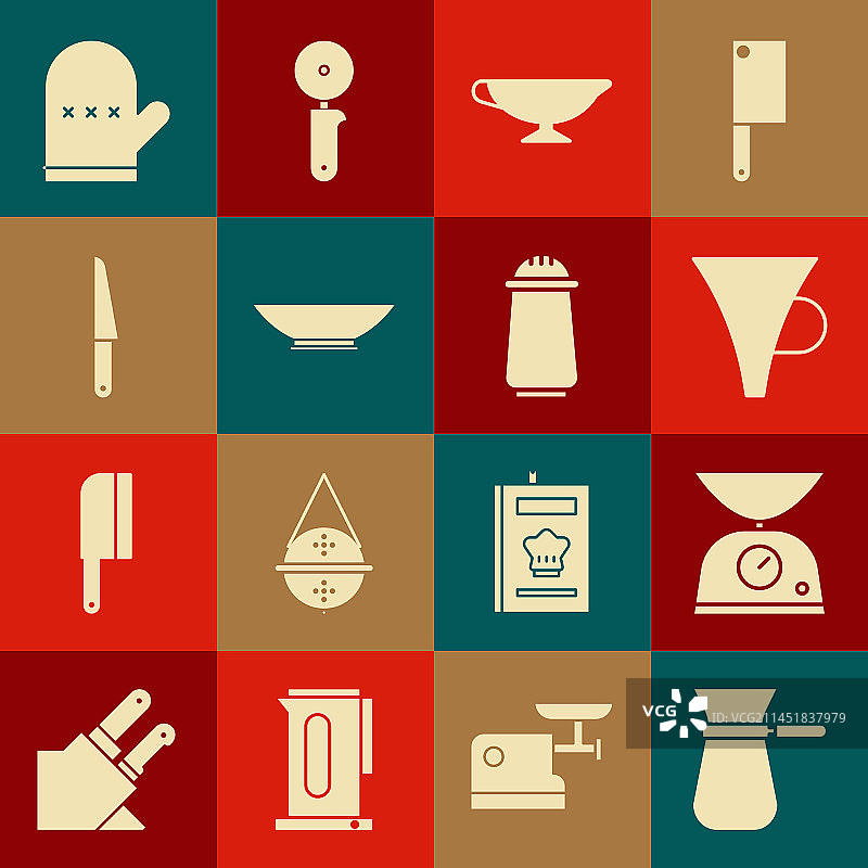 咖啡土耳其壶、秤、漏斗或滤器调味汁套装图片素材