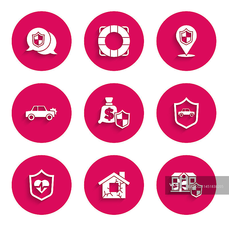 盾牌房屋汽车人寿保险金融组合图片素材