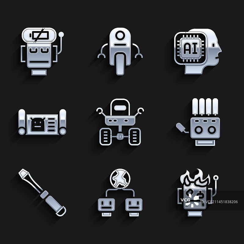 火星探测器人工智能机器人套装图片素材