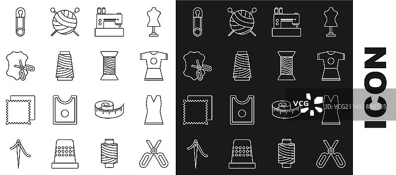 剪刀女装缝纫机线条插画图片素材