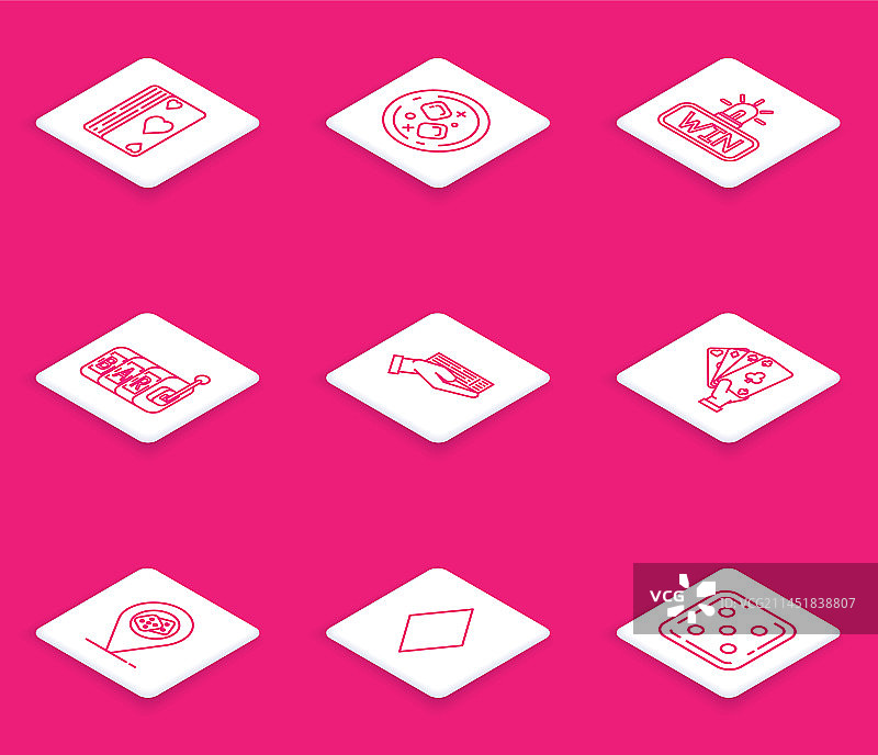 线条元素：纸牌和威士忌酒杯图片素材