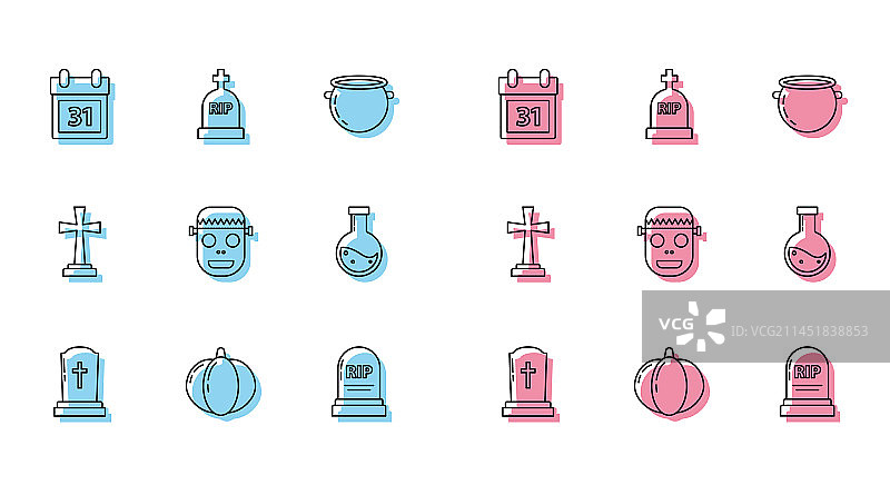 带十字架的墓碑南瓜日历合集图片素材